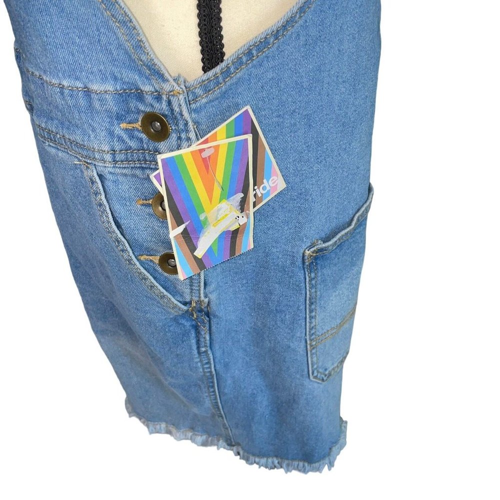 Take Pride RAINBOW Straps QUEEN DENIM OVERALLS JEANS Size M, NWT - Picture 6 of 9